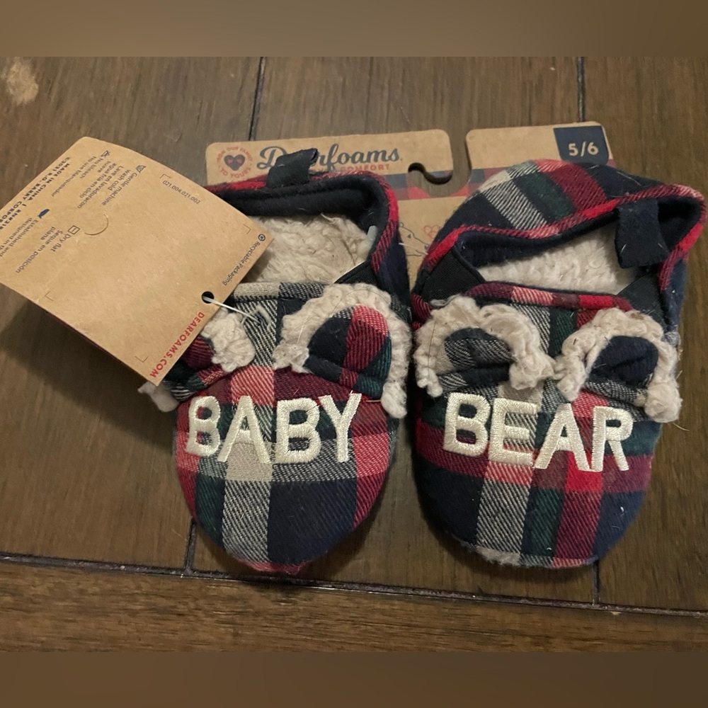 🔴 Dearfoams Baby Bear Slippers NWT